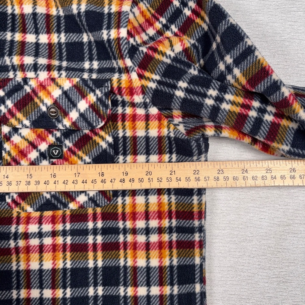 Vissla Eco ZY Polar Flannel Shirt Mens Size L Blue Red Orange Polyester Fleece - Picture 6 of 10